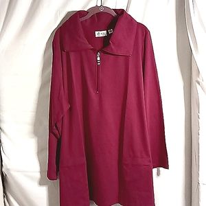 3X Denim & Co Women's Tunic Zipper Deep Pink Magenta Size 3X QVC